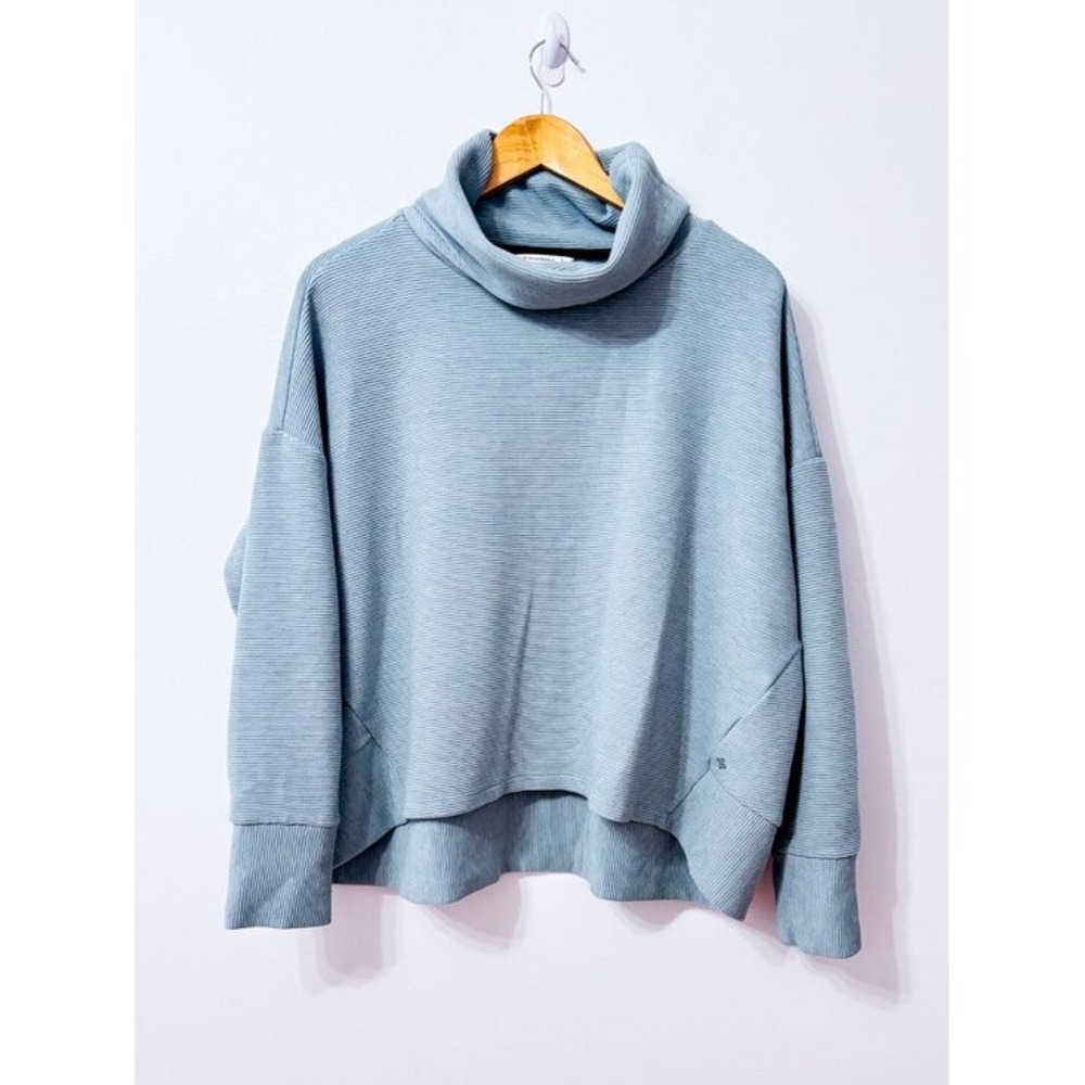 SHAMBHALA Sage Ribbed Cowl Neck Oversized High Low Pullover Sweater Large